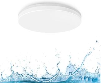 LVWIT LED Deckenleuchte, 18W 1800LM Wasserdichte Deckenlampe IP65, Flimmerfreie Neutralweiß Rund Badlampe für Küche, Wohnzimmer, Balkon, Flur, Badezimmer, Schlafzimmer, Ø220mm