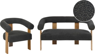 Sofa Set ILBRO Bouclé Schwarz Dunkelbraun