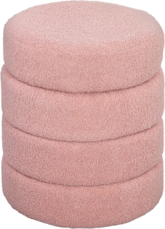 HOMCOM Fußhocker Sitzhocker mit Sitzkissen (Runder Polsterhocker, 1 St, Fußstütze), für Wohnzimmer, Schlafzimmer, Rosa, Ø40 x 45 cm