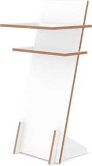 Tojo Pult | Stehpult höhenverstellbar | Auch als Sitzpult geeignet | 120x50 cm (H x B) | Farbe Weiß | Schreibpult mit verstellbaren Fächern | Holzpult zu Lesen und Schreiben | Design Pult