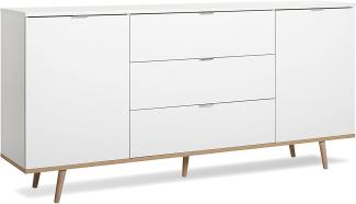 Sideboard - skandinavisches Design (B/H/T: ca. : 180 x 85 x 40 cm) Massivholzfüße, verchromte Metallgriffe - made in Germany