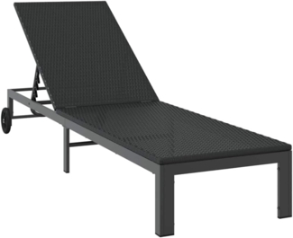 vidaXL Sonnenliege 1-Person Schwarz 206 x 62,5 x 74 cm Poly-Rattan 42004129