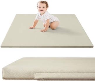 Hakuna Matte Kinderteppich für Baby aus veganem Leder 120x120x2,5cm, Höhe: 25 mm, Extra-weich, Abwischbar, Rutschfeste Rückseite