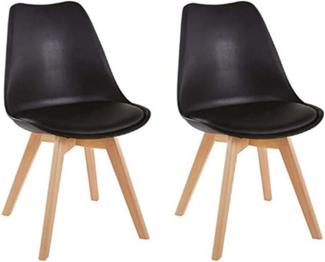 HJhomeheart Esszimmerstuhl 2er Set, Massivholzbeine, Abnehmbares Stuhlkissen, Küchenstuhl, Moderner Stuhl (Schwarz-2)