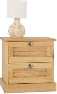 IDIMEX Nachtkommode VENETA, Nachtkonsole mit 2 Schubladen im Landhausstil Lamellendesign natur