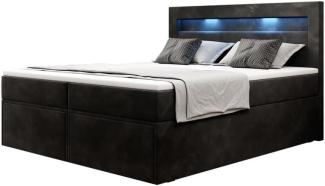 Boxspringbett Amelie mit LED und Stauraum 140x200 Blau H4