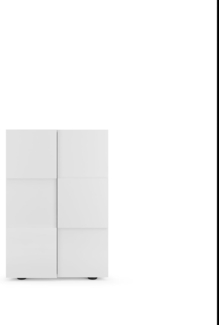 Robas Lund DAMA Schuhschrank, Modern, Flur & Garderobe, 78 x 116 x 35 cm, Weiß Hochglanz, Holzwerkstoff, 15 Paar Schuhe, 2 Türen, 4 Einlegeböden