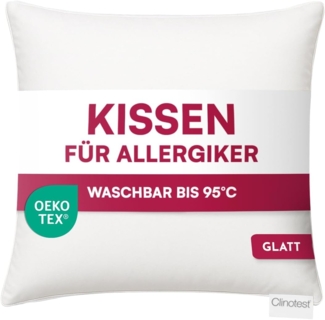 Clinotest Kopfkissen Polykissen Glatt, Füllung: 120g, Bezug: Polyester, Für jede Schlafposition, 95°C waschbar & trocknergeeignet, bewährte Qualität aus Hotellerie
