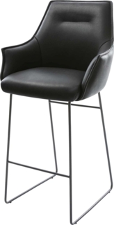 Barstuhl Alja-Flex Echt-Leder Schwarz Kufengestell Metall Schwarz Taschenfederkern