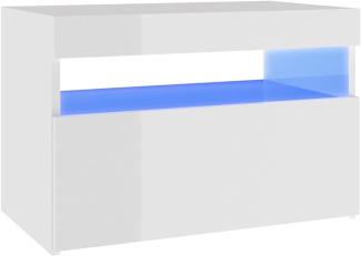 vidaXL TV Schrank mit LED-Leuchten Fernsehschrank Fernsehtisch Sideboard HiFi-Schrank TV Möbel Tisch Board Hochglanz-Weiß 60 x 35 x 40 cm