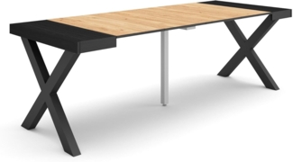 Skraut Home | Ausziehbarertisch | Multifunktionaler ausziehbarer | 220 | Für 10 Gäste | Massivholz Beine | Moderner Stil | Eiche Schwarz