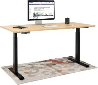 KRIEG HighDesk Basic Höhenverstellbarer Schreibtisch (200x80 cm I Schwarz + Ahorn) - Elektrischer Sitz- & Stehtisch mit Tischplatte - Stehschreibtisch Elektrisch Höhenverstellbar