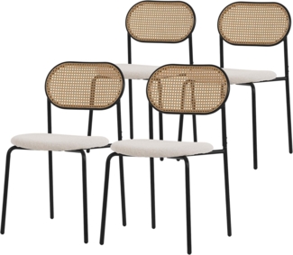 ML-DESIGN Stuhl Esszimmerstühle Rattanstuhl Polsterstühle Akzentstühle für Esszimmer (4 St), Esstischstühle mit Rückenlehne aus Rattan 4er Set Küchenstuhl