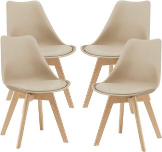 4er-Set Esszimmerstuhl Fläten 81x49 cm Beige en. casa