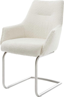 Freischwinger Alja-Flex mit Armlehnen Bouclé Weiß Freischwinger rund Edelstahl Taschenfederkern