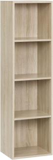 WOLTU Bücherregal Bücherschrank Standregal Aufbewahrungregal Raumteiler Büroregal Aktenschrank 4 Fächer 24x106x30 cm(BxHxL) SK003hei4