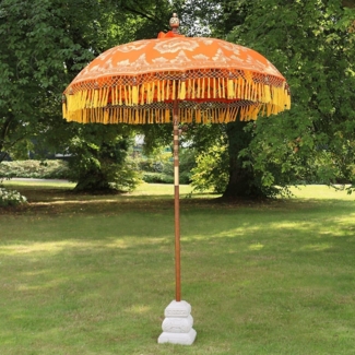 Oriental Galerie Sonnenschirm Balinesischer Sonnenschirm 180 cm Bemalung Orange Gelb Model Bella