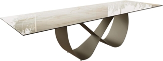 Esstisch Edge 300x100 Keramik Laminam® Onice Oro ?Infinity Metall Effektfinish Titan
