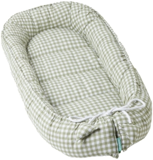 molis&co - Babynest - 100% Baumwolle (OEKO-TEX) - Babynestchen Neugeborene - Ideal als Reisebett, Kuschelnest Geeignet & Cradle Reducer - 90x50 cm - Mint Tea