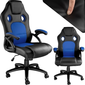 TecTake Sportsitz Chefsessel Stuhl ergonomischer Gaming Bürostuhl Racing Schalensitz - Diverse Farben - (Schwarz-Blau)