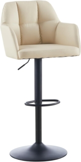 TUKAILAI Barhocker Barstühle Höhenverstellbar, Drehstühle, Barstuhl Küchenstühle mit Rückenlehne und Fußstütze, gemütliche Kunstleder weiche Sitzfläche, Creme