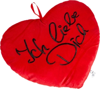 Out of the Blue Zierkissen OOTB Rotes Plüschherz, Ich liebe Dich, ca. 35 cm S/L