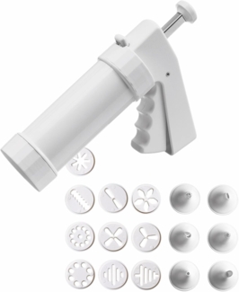 Kaiser Patisserie Gebäckpressen-Set, mit 10 Designscheiben 6 Garniertüllen, 17-teilig, 200ml
