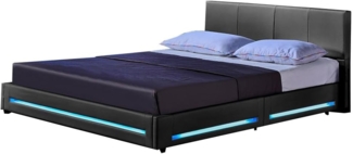 HOME DELUXE LED Bett ASTEROID mit Matratze – 180 x 200 cm Dunkelgrau