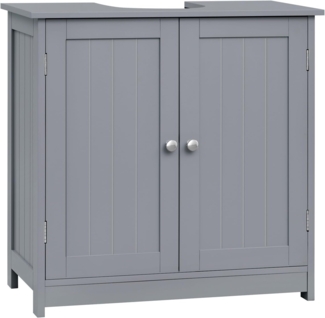 WOLTU Waschbeckenunterschrank,Unterschrank,Badezimmerschrank mit 2 Türen, Badschrank Badregal Waschtisch Holz Grau Bad waschbecken 60 x 60 x 30 cm