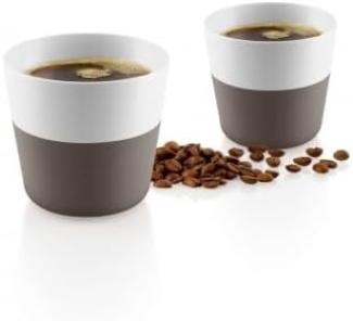 Eva Solo Lungo-Becher Taupe 2er Set, Kaffeebecher, Porzellan, Silikon, Braun, 230 ml, 501098