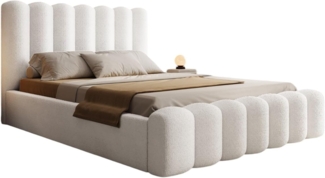 Polsterbett Bett MACON 180x200cm Komplettset in Stoff Ascot Weiß / Speed