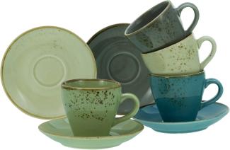CreaTable 23696 Espressotassen-Set Nature Collection für 4 Personen, Steinzeug, mehrfarbig (1 Set, 8-teilig)