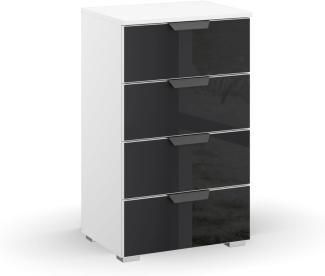 Kommode >Artemis< in alpinweiß / Glas basalt - 47x81x42 (BxHxT)