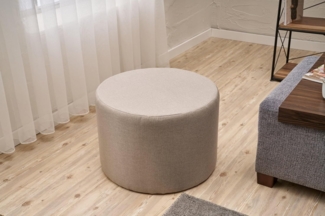 Atelier Del Sofa Elegant Pouffe with Wooden Frame, Soft Grey Foam, 58 x 42 x 58 cm | 50% Cotton & 50% Polyester Fabric | Stylish Beige Accent for Modern Living Spaces