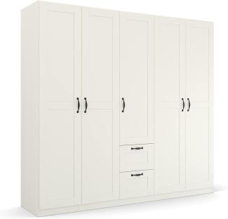 Rauch Möbel Cottage by Quadra Spin Schrank Drehtürenschrank, Weiß, 5-trg, inkl. 3 Kleiderstangen, 5 Einlegeböden, 2 Schubkästen, BxHxT 226 x 210 x 54 cm