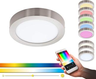 Eglo 96678 Smart Light LED Aufbauleuchte FUEVA-C Ø30cm rund 2700-6500K dimmbar in nickel matt Connect Funktion