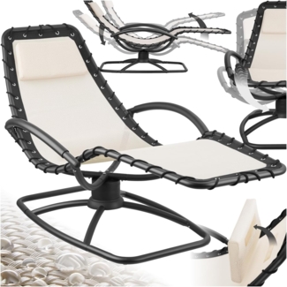 tectake Gartenliege Toulon, 1 St, Ergonomische Gartenliege mit sanfter Schwingfunktion