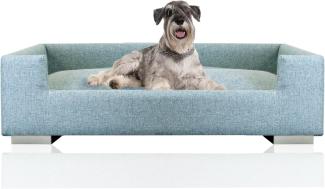 Rohrschneider Tiersofa Hundesofa Hundebett für mittelgroße / große Hunde, hoher Rand, türkis, robuster Polsterstoff aus 100% Polyester, inkl. 2x Dekokissen