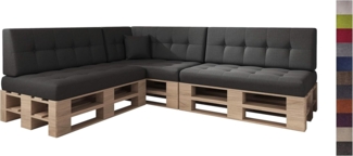 sunnypillow Palettenkissen Kaltschaum Palettenauflage Palettenpolster Palettensofa Sitzkissen Rückenlehne gesteppt 8er Set Black