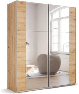 rauch Kleiderschrank; Schwebetürenschrank KRONACH, 2-türig, 2 Spiegeltüren, Eiche Artisan, 175 x 210 x 59xcm