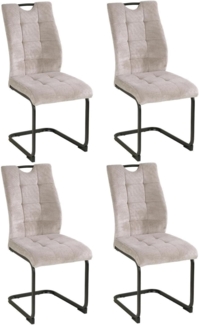 Home4You Freischwinger, Beige, Schwarz, Mikrofaser, Webstoff, Metall, (Set, 4 St), B 44 x H 96 x T 59 cm