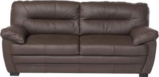 Mivano 3er-Sofa Royale / Zeitlose, bequeme Ledercouch mit hoher Rückenlehne / 190 x 86 x 90 / Lederimitat, Braun