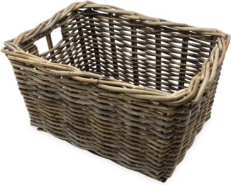 Spetebo Aufbewahrungskorb Rattan Aufbewahrungkorb rechteckig shabby grau (Anzahl, 1 St, Stück), mit 2 Griffen