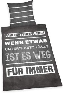 Herding Young Collection Bettwäsche-Set, Wendemotiv mit Spruch, Bettbezug 135 x 200 cm, Kopfkissenbezug 80 x 80 cm mit Reißverschluss