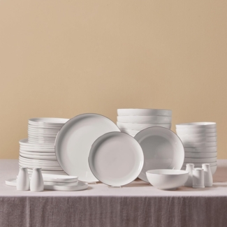 Karaca Geschirr-Set Favaro Streamline für 12 Personen Geschirrset, 56 Teilig, Platin