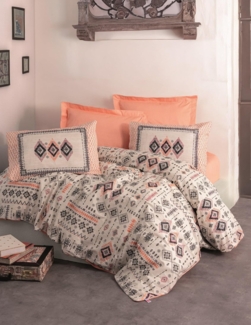 Ranforce Single XXL Bettbezug-Set (DE), 'Kateri', Lachs