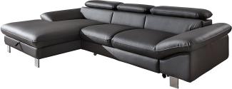 Mivano Ecksofa Driver in modernem Design / Ledersofa in L-Form mit Recamiere links / Inkl. verstellbare Kopfstützen / 266 x 73 x 169 / Kunstleder grau