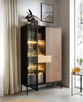 Lomadox Highboard SIBARI-160, Highboard, schwarz mit Wotan Eiche Nb, grifflos B/H/T 104/166/39 cm
