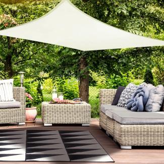 HAIKUS Sonnensegel Wasserdicht Rechteckig 4x6 m Sonnenschutz Wasserabweisend Premium PES Polyester mit UV Schutz für Balkon Garten Terrasse Creme