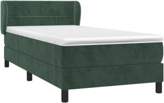 vidaXL Boxspringbett mit Matratze Dunkelgrün 100x200 cm Samt 3127478